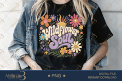 Wildflower Soul PNG, Watercolor Floral Boho Design with Sun, Product Image 3