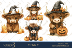 Halloween Highland Cow Clipart Product Image 1
