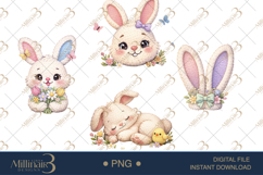 Cute Easter Bunny Clipart PNG, Watercolor Bunny Clipa Product Image 1