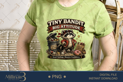 Tiny Bandit Big Attitude PNG, Funny Raccoon Digital Design, Product Image 3