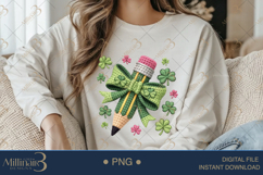 Lucky Charm Teacher Pencil PNG, St Patricks Day Teacher Clip Product Image 3