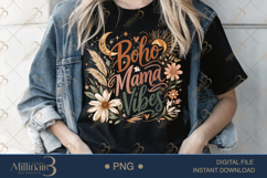 Boho Mama Vibes PNG, Neutral Floral Mom Design, Sun Moon Boh Product Image 3