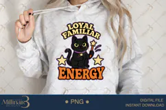 Loyal Familiar Energy PNG, Witchy Cat Halloween Design, Blac Product Image 3