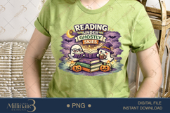 Reading Under Ghostly Skies PNG, Cute Halloween Reading Ghos Product Image 3