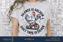 Silence Is Golden Duct Tape Is Silver PNG Funny Chicken on Product Image 3