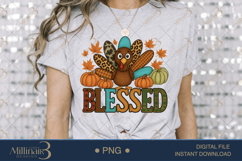 Thanksgiving PNG Blessed Turkey Design for Sublimation Product Image 3