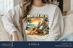 Mr Beach PNG Summer Vacation Man Design, Tropical Sunset Rel Product Image 3