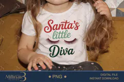 Santa’s Little Diva PNG | Glam Christmas Clipart for Girls | Product Image 3