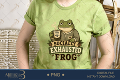 Socially Exhausted Frog PNG, Funny Introvert Coffee Lover Su Product Image 3