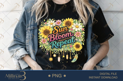 Sun Bloom Repeat PNG Watercolor Sunflower Floral Design, Boh Product Image 3