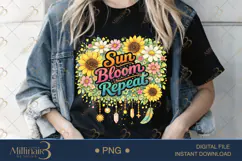 Sun Bloom Repeat PNG Watercolor Sunflower Floral Design, Boh Product Image 3