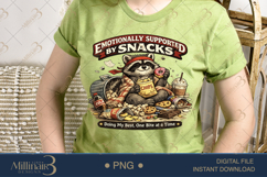 Emotionally Supported by Snacks PNG, Funny Raccoon Sublimati Product Image 3