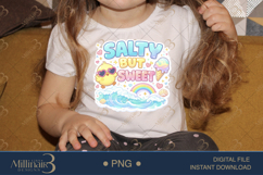 Salty But Sweet PNG Summer Beach Design, Cute Kids Shirt Gra Product Image 3