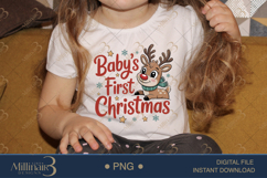Baby’s First Christmas PNG | Cute Reindeer Holiday Clipart Product Image 3