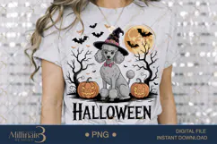 Cute Halloween Poodle PNG |Cute Dog in Witch Hat with Pumpki Product Image 1