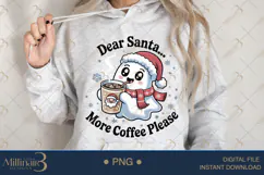 Christmas Ghost Coffee Lover PNG | Cute Holiday Clipart Product Image 3