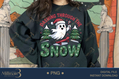 Dashing Through The Snow Ghost PNG | Funny Christmas Clipart Product Image 3