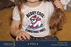 Berry Cool Christmas Vibes PNG | Polar Bear Sledding Sublima Product Image 3
