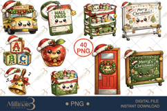 Cute Christmas School Supply Clipart Bundle PNG, 40 Holiday Product Image 3