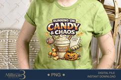 Running On Candy And Chaos PNG, Funny Halloween Teacher Desi Product Image 3