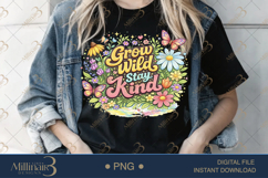Grow Wild Stay Kind PNG, Watercolor Floral Butterfly Design, Product Image 3