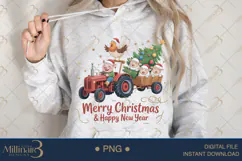 Country Farm Christmas Tractor PNG | Cute Pig Sheep & Chicke Product Image 3