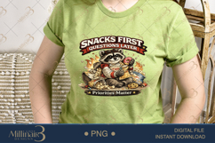 Snacks First Questions Later PNG, Funny Raccoon Sublimation Product Image 3