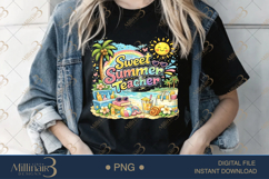 Sweet Summer Teacher PNG Watercolor Teacher Summer Clipart | Product Image 3