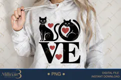 Love Cat PNG | Cute Black Cats with Hearts Clipart Product Image 3