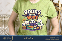 Books and Boos PNG, Cute Ghost Reading Design for Book Lover Product Image 3