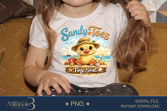 Sandy Toes Tiny Soul PNG Cute Baby Chick Beach Design, Kids Product Image 3