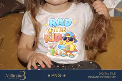 Rad Little Kid PNG Cute Summer Kids Shirt Design, Cool Duck Product Image 3
