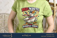 Red White And Slightly Feral PNG, Funny Patriotic Goose Subl Product Image 3