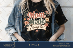 Mom Mode Always On PNG, Retro Floral Mom Quote Design, Funny Product Image 3