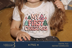 My First Christmas PNG | Funny Baby Holiday Design with Emoj Product Image 3