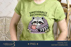 Emotionally Recharging Raccoon PNG, Cozy Introvert Raccoon S Product Image 3