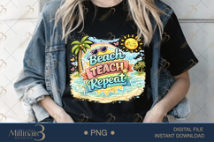 Beach Teach Repeat PNG Watercolor Teacher Summer Clipart | B Product Image 3