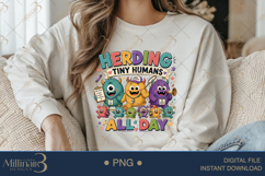 Herding Tiny Humans All Day PNG, Funny Teacher Design for Pr Product Image 3