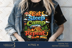 Eat Sleep Camp Repeat PNG, Camping Sublimation Design, Tent Product Image 3