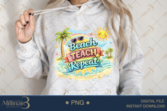 Beach Teach Repeat PNG Watercolor Teacher Summer Clipart | B Product Image 4