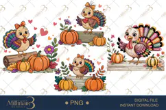 Thanksgiving Wood Sign PNG | Cute Turkey Fall Graphics Product Image 1