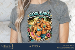 Cool Babe PNG Summer Beach Couple Design, Trendy Tropical Gi Product Image 4