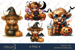 Halloween Highland Cow Clipart Product Image 1
