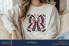 Bow Coquette Stay Spooky Skeleton | Halloween Cat Reading Product Image 4