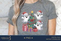 Cute Ghost Christmas PNG | Holiday Clipart with Santa Hat Gh Product Image 4