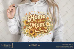 Home Is Where Mom Is PNG, Watercolor Sunflower Floral Design Product Image 4