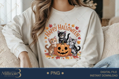 Cat Halloween Pumpkin Sublimation PNG | Happy Halloween Product Image 4