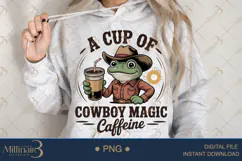 A Cup Of Cowboy Magic Caffeine PNG | Funny Frog Cowboy Coffe Product Image 4