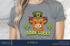 Born Lucky Highland Cow PNG, St Patrick Day Cow Clipart, Product Image 4