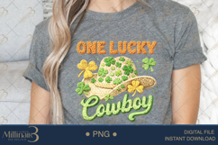 One Lucky Cowboy PNG, St Patricks Day Cowboy Hat With Shamro Product Image 4